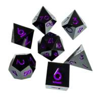 Dés polyédriques en résine noire à bords tranchants résistants aux rayures, couleur d'encre personnalisée D4-D20, pour D&D Pathfinder, fourniture OEM