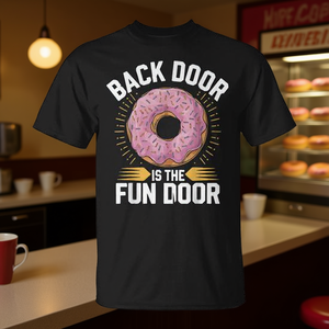 T-shirt humoristique pour adultes avec motif de beignets glacés et design amusant sur le dos, idéal pour les promotions - Product Image 3