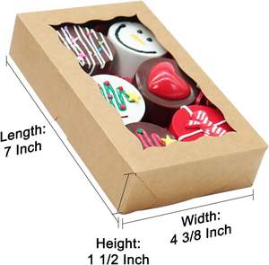 Коробки для выпечки JOHOPACK, 50 шт., 7 x 4 <span class=keywords><strong>3</strong></span>/8 x 1 1/<span class=keywords><strong>2</strong></span> дюйма, с окном, для печенья, кукурузных и яичных изделий - Product Image 3