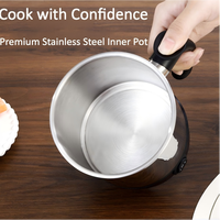 Casserole électrique 1,5 L en acier inoxydable avec couvercle en verre, contrôle de la chaleur rotatif, multifonction, mini-casserole électrique, OEM