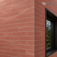 Revêtement mural en briques de terre cuite ultra-minces et flexibles, fabriquées au four, couleur rouge, usine OEM pour revêtement de façade extérieur et intérieur