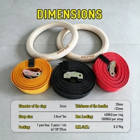 Anillas de Entrenamiento de Alta Calidad OKPRO, 32 mm de Grosor, Anillas de Gimnasia de Madera para Entrenamiento de Dominadas con Correas de Nailon Ajustables