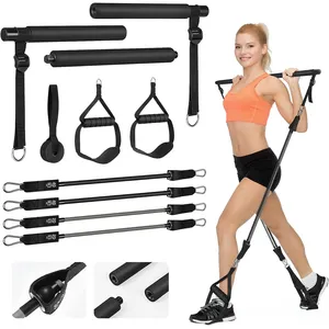 Conjunto de barras portátil para ioga e pilates, equipamento de treino ajustável de 3 seções, de alta qualidade, para academia
