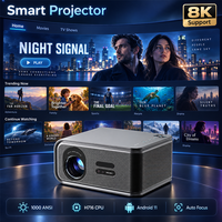 Projecteur Android 1080P prenant en charge la décodage vidéo 8K, projecteurs de cinéma maison intelligents Wifi, visionnage gratuit de la télévision numérique ATSC