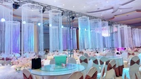Cortina Decorativa para Fondo de Boda, Decoración para Eventos y Fiestas, Adorno Colgante con Borlas para Techo