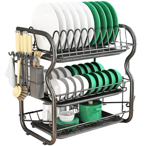 BX thép đen 3 lớp đứng món ăn giá drainer cho nhà bếp truy cập tổ chức giá với Hộp dụng cụ cắt Hội Đồng Quản trị chủ - Product Image 5