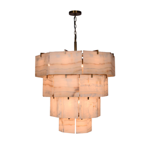 Lámpara Colgante de Lujo con Panel de Jade Natural, Marco de Aleación, Diseño en Niveles, para Sala de Estar, Comedor, Hotel, Villa - Product Image 6