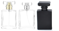 Flacon de parfum en verre noir noir mat rectangulaire portable 30 ml 50 ml 100 ml Flacon pulvérisateur cosmétique en verre carré