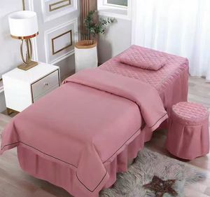 Juego de cuatro piezas de fundas para camilla de belleza, color sólido, producto especial para salón de belleza, funda simple para camilla de masaje, terapia y lavado de cabello. - Product Image 2