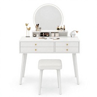 Coiffeuse moderne blanche de 80 cm avec miroir LED, nouvelle table de maquillage de style chinois avec armoire de rangement pour chambre à coucher