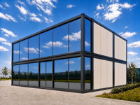 Bureau de chantier modulaire préfabriqué en conteneur, à montage rapide, en acier et verre, type mur-rideau, plat, 20 pieds, deux étages
