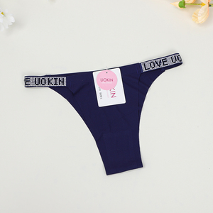 Tanga <span class=keywords><strong>brasileña</strong></span> Love UOKIN con logo de diamante, cintura elástica, corte bajo, para mujer, estilo cheeky, con tela de nailon acanalado. - Product Image 5