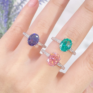 Anillo de esmeralda de abuela Vintage de lujo de plata S925, Zirconia cúbica de alto carbono, corte ovalado <span class=keywords><strong>para</strong></span> bodas, gran idea de regalo - Product Image 1