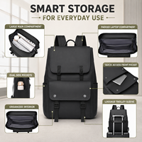 Mochila Multifuncional Personalizada para Portátil, para Viajes Diarios, Mate, Impermeable, de Gran Capacidad, con Solapa, Informal de Negocios, Unisex para Oficina
