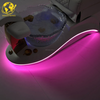 Kursi Pijat Kaki Modern yang Dapat Direbahkan, Kursi Pedikur dengan Kursi yang Dapat Disesuaikan, Lampu LED, Jet Whirlpool, Kulit PU yang Dapat Disesuaikan