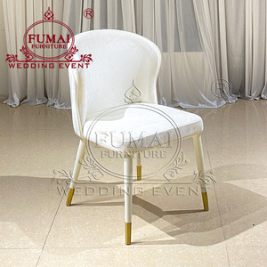 เฟอร์นิเจอร์ห้องจัดเลี้ยง เก้าอี้รับประทานอาหารหุ้มกำมะหยี่สีขาวทันสมัย - Product Image 2