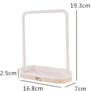 Étagère de rangement pliable simple en plastique couleur unie pour cuisine, écologique, avec égouttoir pour serviettes, éponges, chiffons et support à savon suspendu - Product Image 6