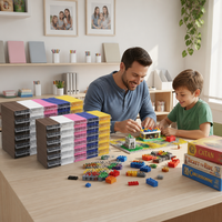 Organisateur de bureau transparent avec tiroir et séparateurs de forme polygonale pour perles, noix et pièces d'instruments de précision