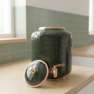 Handcrafted Pure <b>Copper</b> Water Dispenser with Emerald Green Finish 11L Matka Pot for Home & Office Eco-Friendly Design - Product Image 2