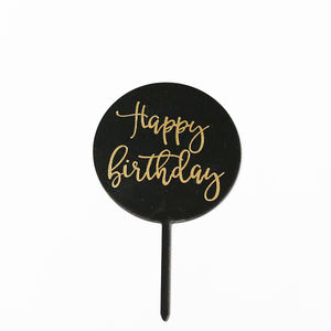 Trasparente Rotondo Festa di Compleanno <span class=keywords><strong>Cake</strong></span> <span class=keywords><strong>Topper</strong></span> Acrilico Con Stampa A Caldo LOGO - Product Image 1