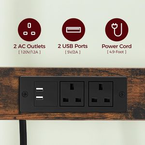 Étagère de cuisine multifonctionnelle avec support pour micro-ondes, station café, tiroir et multiprise intégrée - Product Image 6