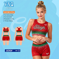 Ensemble de shorts et soutien-gorge en spandex personnalisé par sublimation pour filles, confortable, pour équipes de danse et uniformes de cheerleading