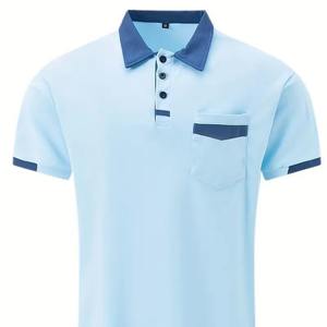 Polo de <span class=keywords><strong>Hombre</strong></span> con Bolsillo y Bloques de Color 2025, Estilo Europeo Americano, Informal, Deportivo, Transfronterizo, para Verano - Product Image 5