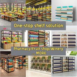 أرفف سوبر ماركت موصى بها متعددة الوظائف من علي بابا معدن خفيف وخشب واجب - Product Image 5
