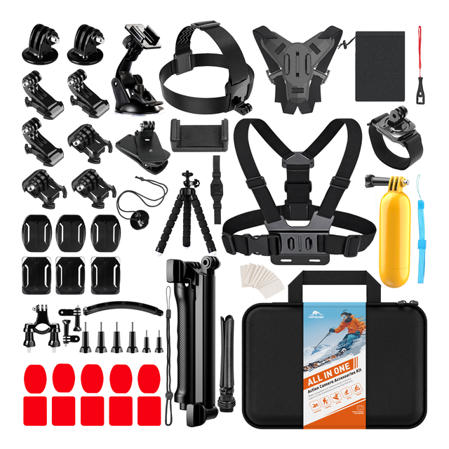 HONGDAK 65 in 1 Action Camera Accessory Kit Sports Cameras Chest Strap Travel Storage Carry Bag for GoPro Insta360 Yi Insta360