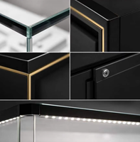 Comptoir de présentation de bijoux personnalisable en verre trempé et contreplaqué massif avec éclairage LED, étagère de présentation, écologique et étanche