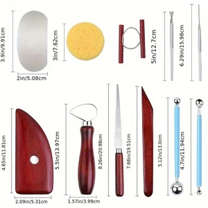 Ensemble <span class=keywords><strong>d</strong></span>'outils en argile de 18 pièces pour <span class=keywords><strong>d</strong></span>ébutants comprenant un sac à fermeture éclair Oxford Bâton de boule de fondant solide en toile Bois Acier au silicone - Product Image 2