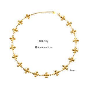 Ensemble de bijoux en acier inoxydable plaqué or vintage pour cadeaux et fêtes, collier et bracelet en forme de croix - Product Image 4