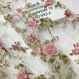 Fatto a mano <span class=keywords><strong>Shabby</strong></span> <span class=keywords><strong>Chic</strong></span> 3D fiore ricamato in Organza tessuto traspirante Jacquard ricamato abito fiore abbigliamento tessuto - Product Image 1