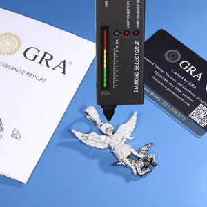 Vượt qua Kim Cương Tester moissanite thiên thần và Quỷ Mặt dây chuyền 925 sterling Silver Lab Grown mossanite kim cương Iced out Mens thời trang - Product Image 3