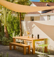 Sonnensegel Beige für Hochbeete und Pool-Terrassen, Dreieckiges Vordach über Deck mit Palmenmotiv