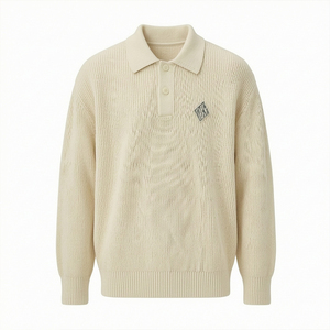 Pull Polo Tricoté Personnalisé pour Homme Style Old Money, Tricot 100% Coton, OEM/ODM, Faible MOQ, Vêtements Décontractés Professionnels - Product Image 1