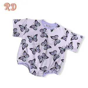 RD OEM Fabrik individueller Baby-Crawling-Anzug niedlicher Schmetterling-Druck Kinder-Einteiler bequemes Baby-Einteiler Großhandel