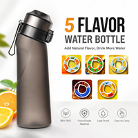 Bouteille d'eau de 650 ml avec capsules aromatisées, sans sucre, gourde de sport pour la gym, 5 capsules aromatiques pour bouteille d'eau, bouteille d'eau parfumée en Tritan