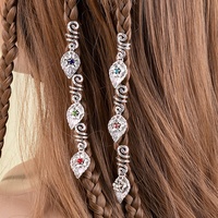 Vente en gros de breloques de tresse de cheveux de feuille de beauté avec des poignets d'anneau de cheveux d'alliage de diamant dreadlocks accessoires décoration de bijoux
