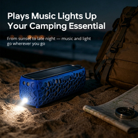 Altavoz Solar Portátil con Tarjeta TF, Altavoz Inalámbrico para Exteriores con Luz LED AUX, Batería Recargable de 1200 mAh para Camping