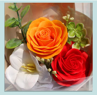 Ranguo Luxuriöser Roter/Rosa/Lila Künstlicher Seifenblumenstrauß in Transparenter Geschenkbox, Langlebiges Romantisches Valentinstagsgeschenk für Sie