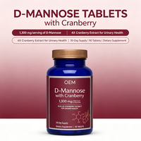 Comprimés de D-Mannose 1300mg à marque privée OEM, 90 unités, avec extrait de canneberge, approvisionnement en vrac, marque personnalisée