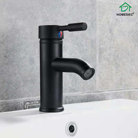 Robinet mitigeur de salle de bain monotrou en acier inoxydable mitigeur thermostatique noir chaud et froid avec noyau de valve en céramique