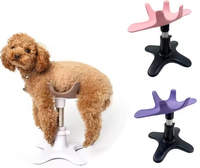 Support de toilettage pour chien réglable et écologique en silicone souple avec support métallique rose/violet classique