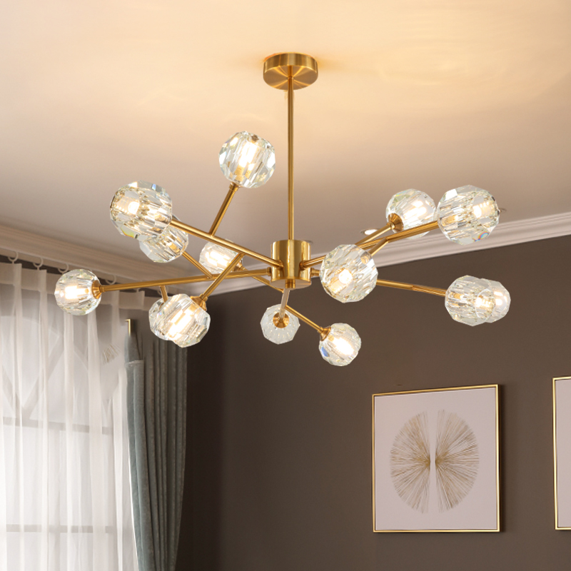 luxury simple atmosphere Nordic living room dining room bedroom crystal lamps lighting molecular light foldable chandelier
