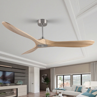 Ventilateur de plafond moderne avec pales en bois massif de 52/60/70 pouces, luminaire, lustre, moteur DC, télécommande, ventilateurs de plafond LED