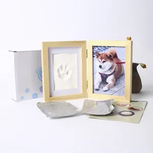 Dog Pet Paw Print Impression Kit Personalized Pet Memorial Gifts Wooden Tabletop Cat Paw Print Picture Frame Keepsake Kit