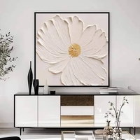 Décoration de salon, œuvre d'art classique en 3D, grande fleur blanche, peinture à la main, art mural moderne, peinture à l'huile de fleurs blanches