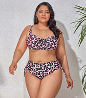 Ensemble de bikinis taille haute à bretelles imprimé léopard grande taille pour femmes, maillot de bain deux pièces 6XL, collection 2022 personnalisée