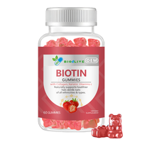 Gummies à la biotine, collagène et kératine, saveur fraise, 60 unités, complément alimentaire, oursons gommeux, soutien nutritionnel quotidien